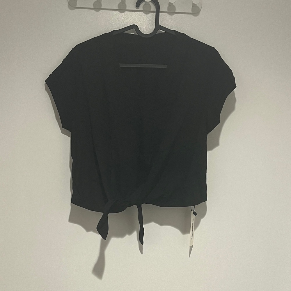 Commense Elegant Black Wrap Blouse